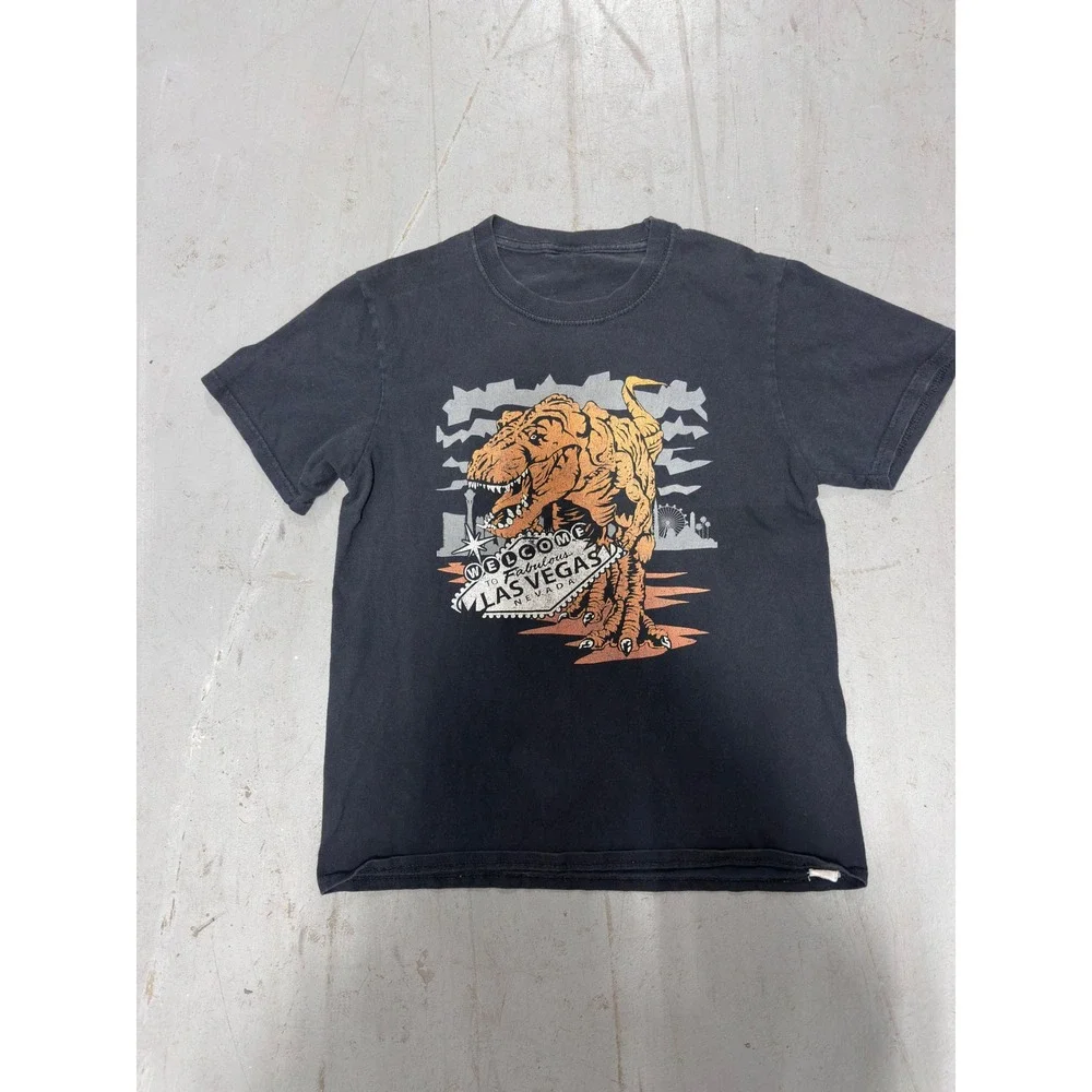 Y2K Las Vegas T-Rex Dinosaur Graphic Black Souvenir Tee Women Small - Picture 2 of 5